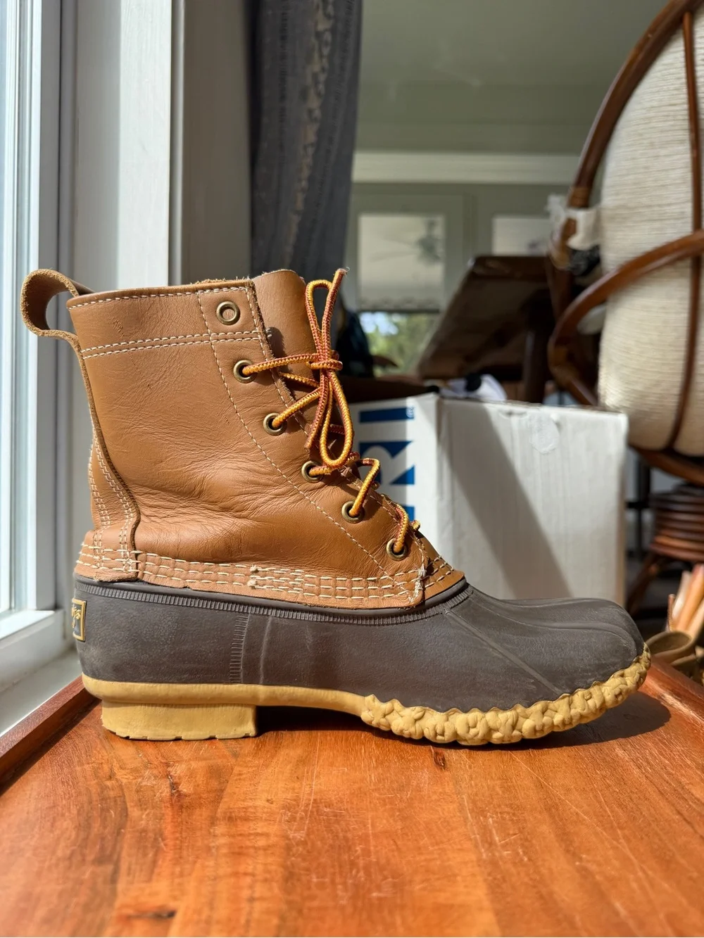 L.L. Bean Women's Two-Tone Tan and Dark Gray Winter Rain Boots
